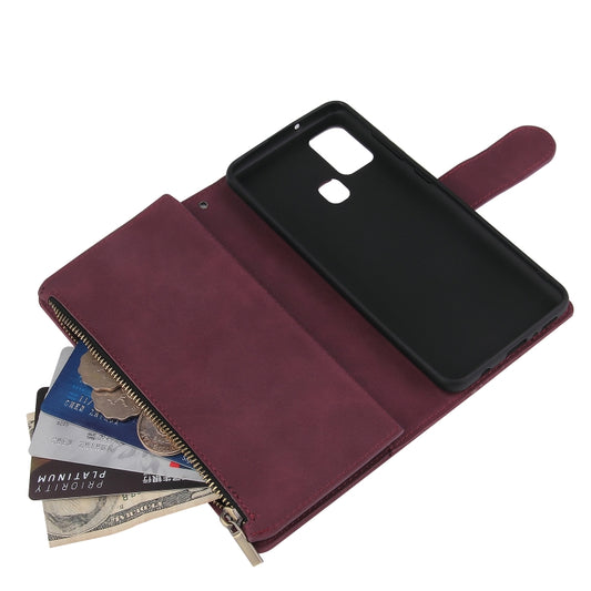 Leather Galaxy A21s case with multiple card slots and storage capacity