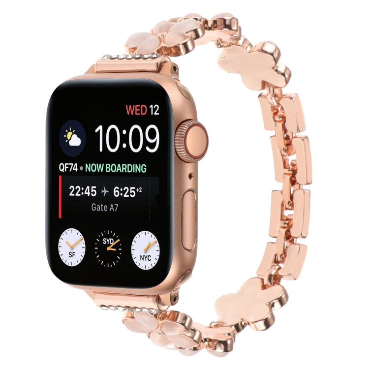 5-petaled Flower Zinc Alloy Chain Watch Band, For Apple Watch Series 9 45mm, For Apple Watch Series 9 41mm, For Apple Watch Ultra 49mm