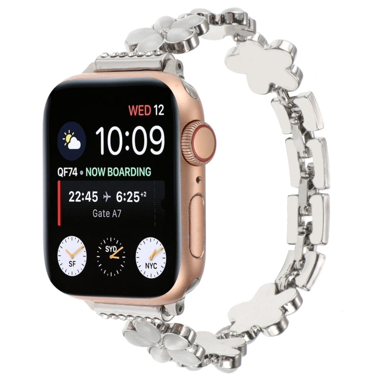 5-petaled Flower Zinc Alloy Chain Watch Band, For Apple Watch Series 9 45mm, For Apple Watch Series 9 41mm, For Apple Watch Ultra 49mm