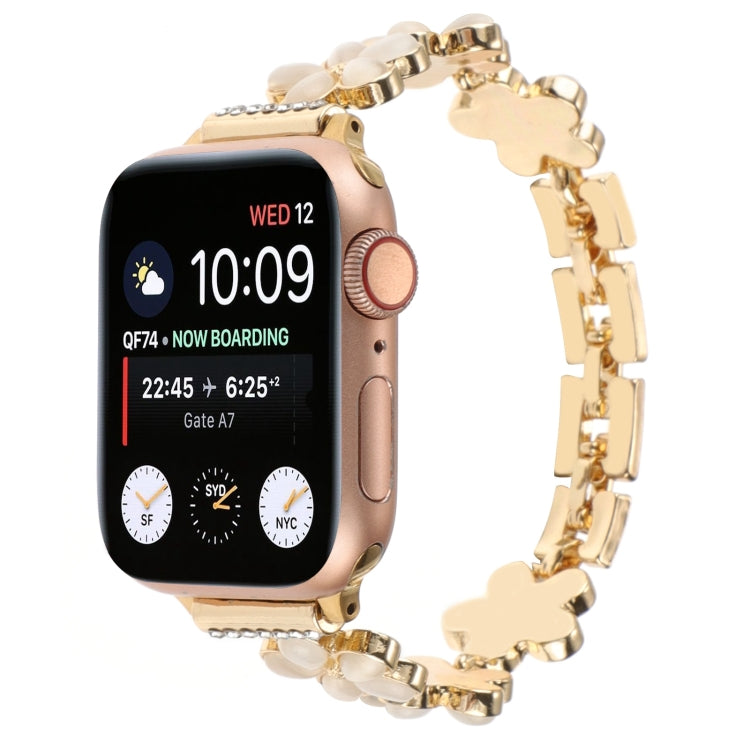 5-petaled Flower Zinc Alloy Chain Watch Band, For Apple Watch Series 8 41mm, For Apple Watch Series 8 45mm, For Apple Watch SE 2022 40mm