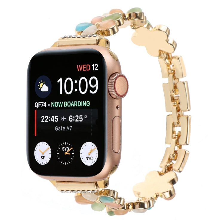 5-petaled Flower Zinc Alloy Chain Watch Band, For Apple Watch Series 6 44mm, For Apple Watch Series 5 44mm, For Apple Watch Series 5 40mm