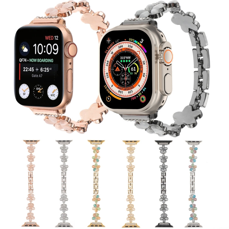 5-petaled Flower Zinc Alloy Chain Watch Band, For Apple Watch 42mm, For Apple Watch 38mm