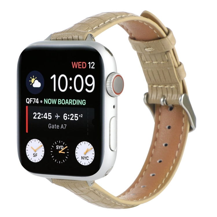 Slim Crocodile Leather Watch Band, For Apple Watch SE 2023 44mm, For Apple Watch SE 2023 40mm, For Apple Watch Ultra 2 49mm