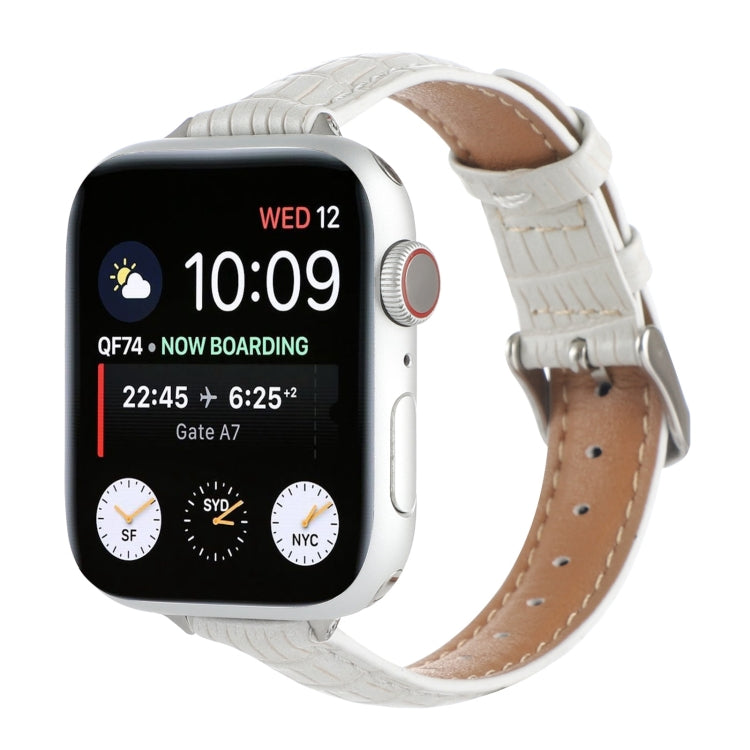 Slim Crocodile Leather Watch Band, For Apple Watch SE 2023 44mm, For Apple Watch SE 2023 40mm, For Apple Watch Ultra 2 49mm