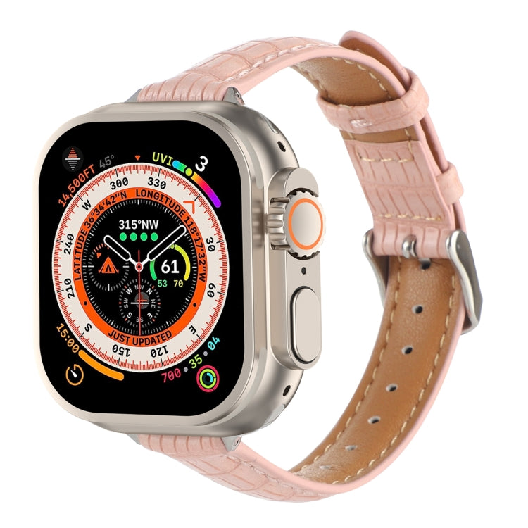 Slim Crocodile Leather Watch Band, For Apple Watch SE 2023 44mm, For Apple Watch SE 2023 40mm, For Apple Watch Ultra 2 49mm