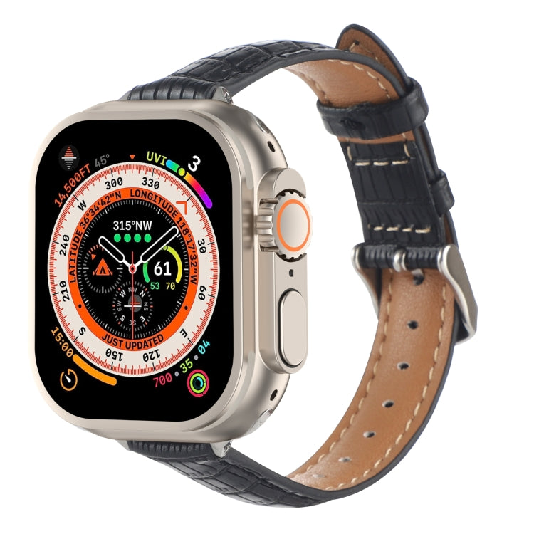 Slim Crocodile Leather Watch Band, For Apple Watch SE 2023 44mm, For Apple Watch SE 2023 40mm, For Apple Watch Ultra 2 49mm