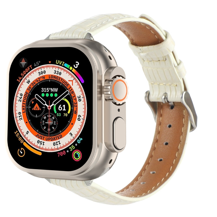 Slim Crocodile Leather Watch Band, For Apple Watch SE 2023 44mm, For Apple Watch SE 2023 40mm, For Apple Watch Ultra 2 49mm