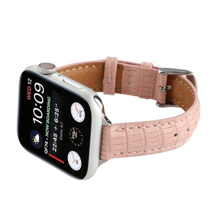 Slim Crocodile Leather Watch Band, For Apple Watch Series 9 45mm, For Apple Watch Series 9 41mm, For Apple Watch Ultra 49mm