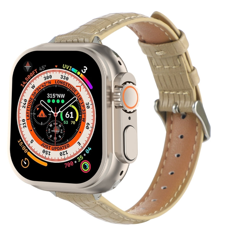 Slim Crocodile Leather Watch Band, For Apple Watch Series 9 45mm, For Apple Watch Series 9 41mm, For Apple Watch Ultra 49mm