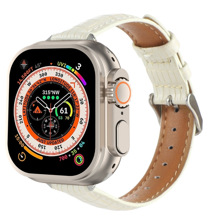 Slim Crocodile Leather Watch Band, For Apple Watch Series 9 45mm, For Apple Watch Series 9 41mm, For Apple Watch Ultra 49mm