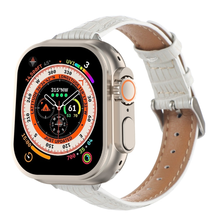 Slim Crocodile Leather Watch Band, For Apple Watch Series 9 45mm, For Apple Watch Series 9 41mm, For Apple Watch Ultra 49mm