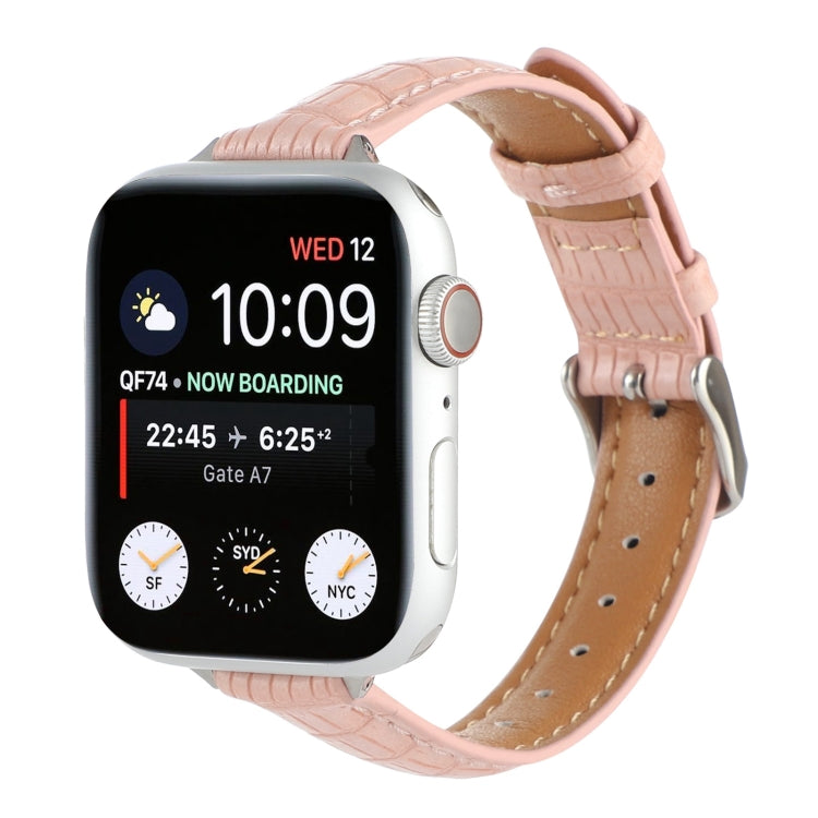 Slim Crocodile Leather Watch Band, For Apple Watch SE 40mm, For Apple Watch SE 44mm, For Apple Watch Series 6 40mm