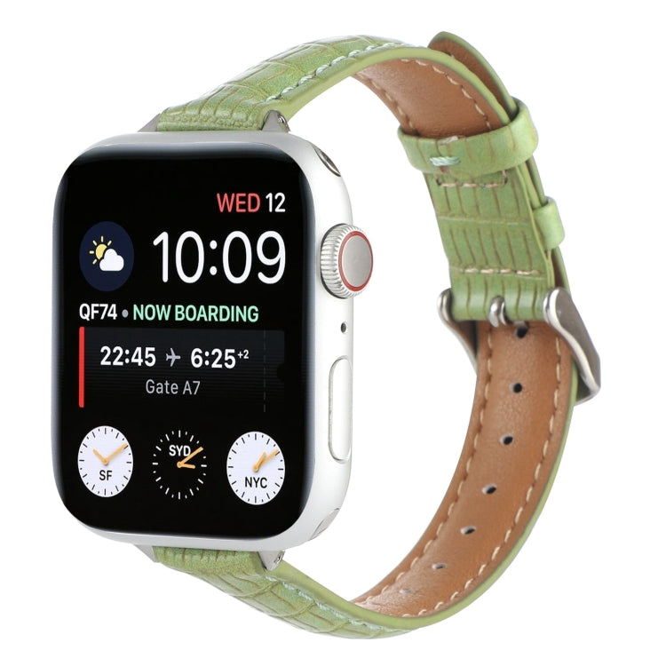 Slim Crocodile Leather Watch Band, For Apple Watch SE 40mm, For Apple Watch SE 44mm, For Apple Watch Series 6 40mm
