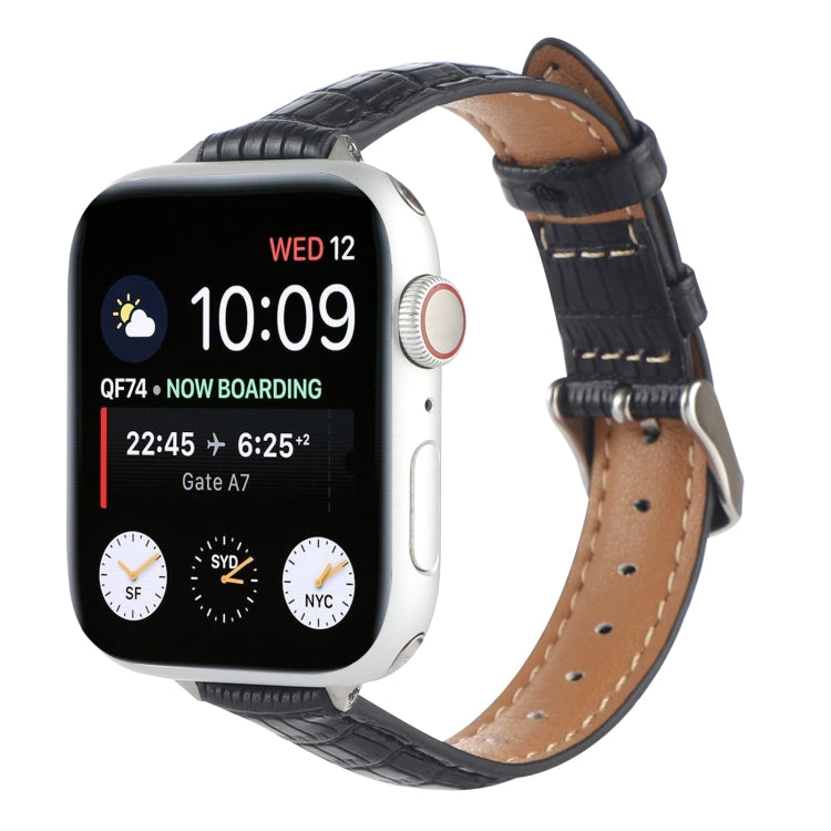 Slim Crocodile Leather Watch Band, For Apple Watch SE 40mm, For Apple Watch SE 44mm, For Apple Watch Series 6 40mm