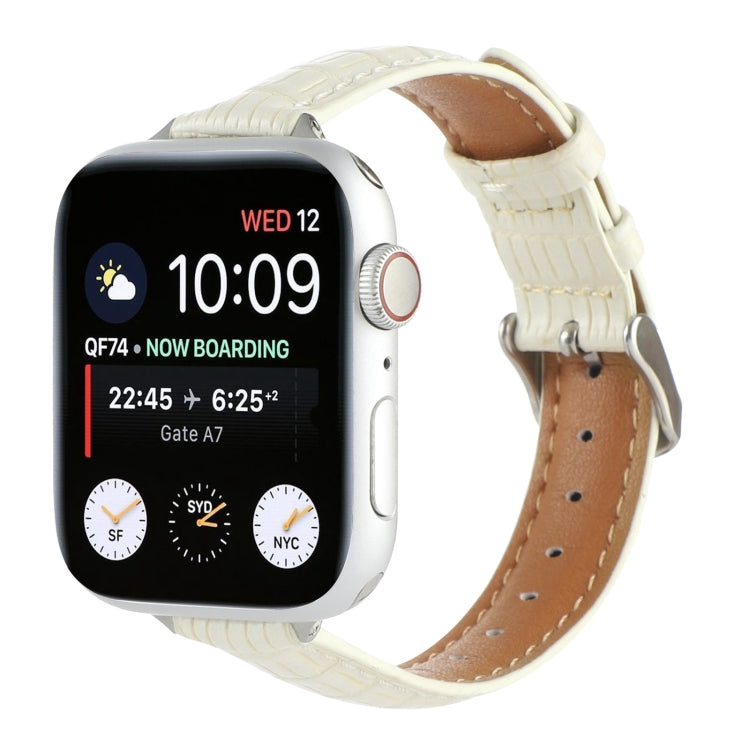 Slim Crocodile Leather Watch Band, For Apple Watch Series 3 42mm, For Apple Watch Series 2 42mm, For Apple Watch Series 2 38mm