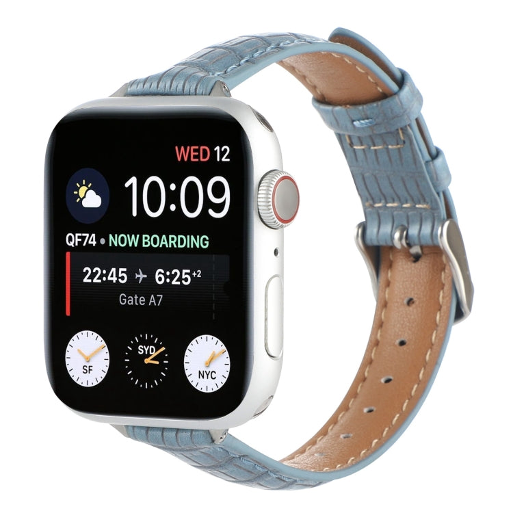 Slim Crocodile Leather Watch Band, For Apple Watch 42mm, For Apple Watch 38mm