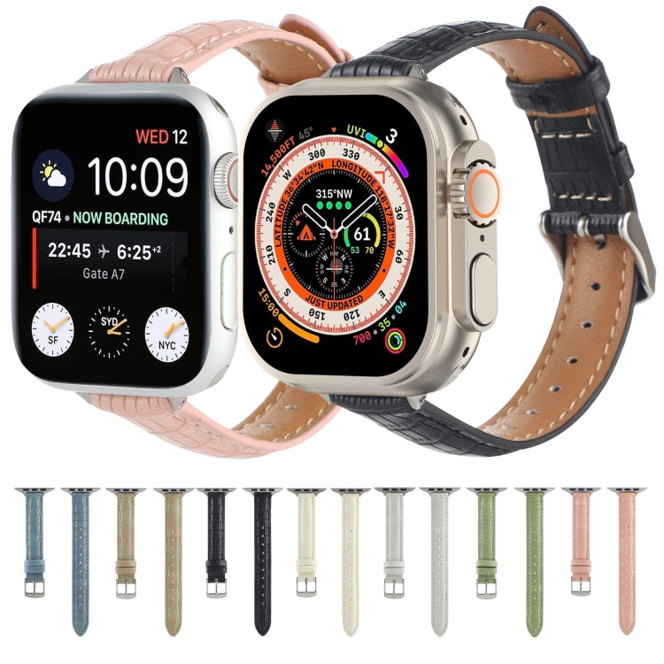 Slim Crocodile Leather Watch Band, For Apple Watch Series 4 44mm, For Apple Watch Series 4 40mm, For Apple Watch Series 3 38mm