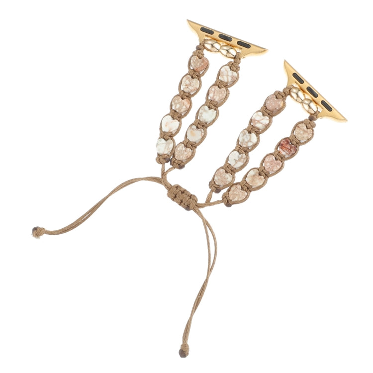 Heart Stones Drawstring Chain Watch Band, For Apple Watch Series 8 41mm, For Apple Watch Series 8 45mm, For Apple Watch SE 2022 40mm, For Apple Watch SE 2022 44mm, For Apple Watch Series 7 41mm, For Apple Watch Series 7 45mm