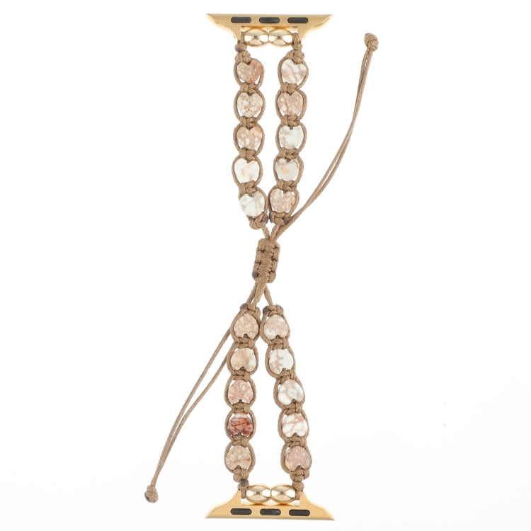 Heart Stones Drawstring Chain Watch Band, For Apple Watch Series 4 44mm, For Apple Watch Series 4 40mm, For Apple Watch Series 3 38mm, For Apple Watch Series 3 42mm, For Apple Watch Series 2 42mm, For Apple Watch Series 2 38mm