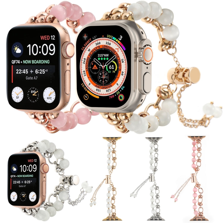 Pearl Chain Metal Bracelet Watch Band, For Apple Watch Series 5 44mm, For Apple Watch Series 5 40mm, For Apple Watch Series 4 44mm, For Apple Watch Series 4 40mm, For Apple Watch Series 3 38mm, For Apple Watch Series 3 42mm, For Apple Watch Series 2 42...