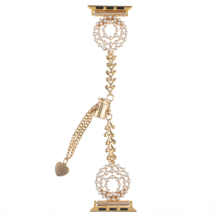 Pearl Round Zinc Alloy Chain Metal Watch Band, For Apple Watch SE 2023 44mm, For Apple Watch SE 2023 40mm, For Apple Watch Ultra 2 49mm, For Apple Watch Series 9 45mm, For Apple Watch Series 9 41mm, For Apple Watch Ultra 49mm���������������������������...