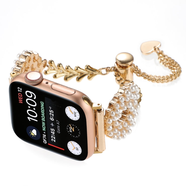 Pearl Round Zinc Alloy Chain Metal Watch Band, For Apple Watch SE 40mm, For Apple Watch SE 44mm, For Apple Watch Series 6 40mm, For Apple Watch Series 6 44mm, For Apple Watch Series 5 44mm, For Apple Watch Series 5 40mm, For Apple Watch Series 4 44mm��...