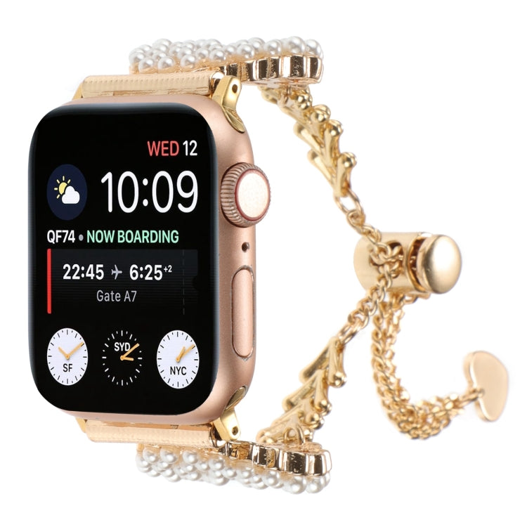 Pearl Round Zinc Alloy Chain Metal Watch Band, For Apple Watch SE 40mm, For Apple Watch SE 44mm, For Apple Watch Series 6 40mm, For Apple Watch Series 6 44mm, For Apple Watch Series 5 44mm, For Apple Watch Series 5 40mm, For Apple Watch Series 4 44mm��...