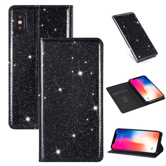 Ultrathin glitter magnetic flip leather case for iPhone XR with card slots and holder