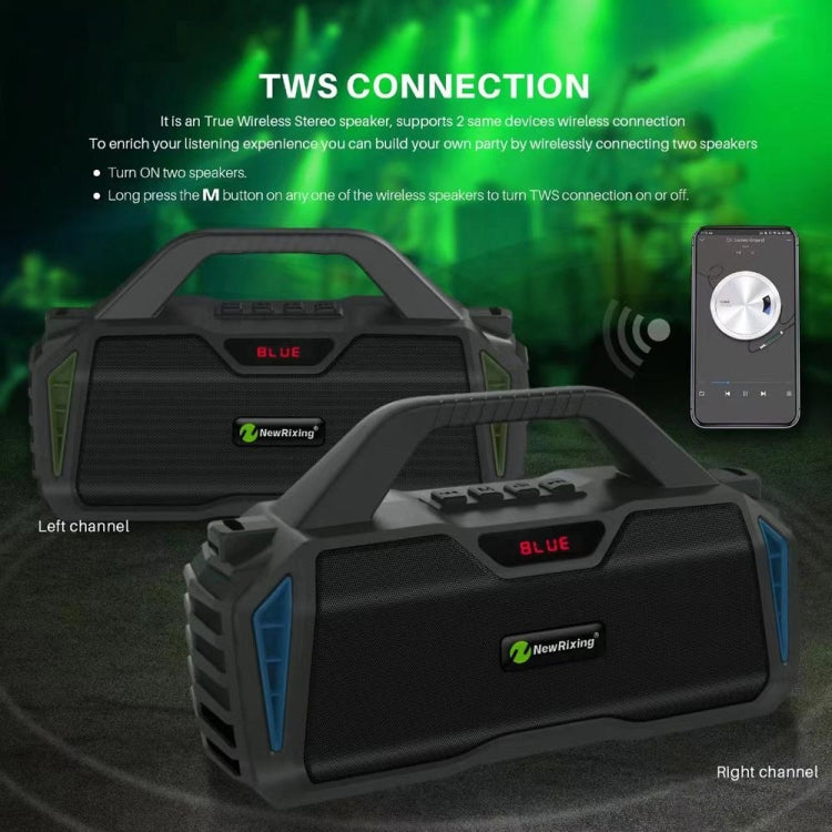 NewRixing NR6011 20W Portable Wireless Bluetooth Speaker TWS Subwoofer, NR6011