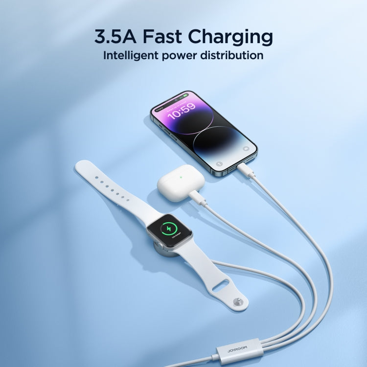 JOYROOM S-IW007 3 in 1 USB to Dual 8 Pin + Magnetic Watch Wireless Charging Data Cable, Length: 1.2m, S-IW007