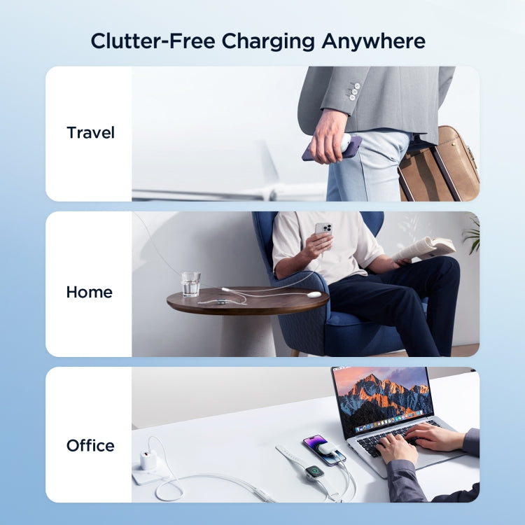 JOYROOM S-IW007 3 in 1 USB to Dual 8 Pin + Magnetic Watch Wireless Charging Data Cable, Length: 1.2m, S-IW007