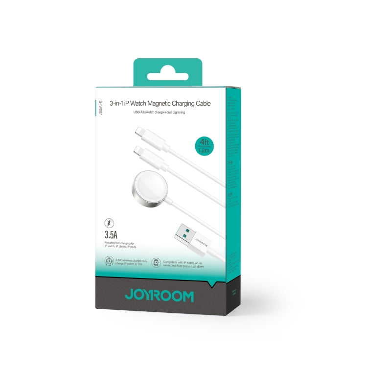 JOYROOM S-IW007 3 in 1 USB to Dual 8 Pin + Magnetic Watch Wireless Charging Data Cable, Length: 1.2m, S-IW007