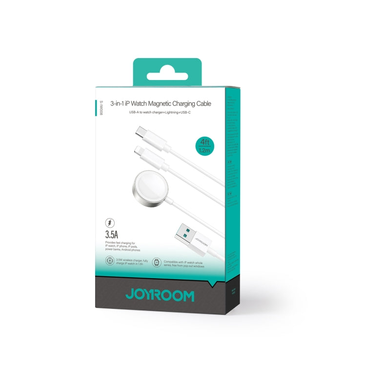 JOYROOM S-IW008 3 in 1 USB to 8 Pin + USB-C/Type-C + Magnetic Watch Wireless Charging Data Cable, Length: 1.2m, S-IW008