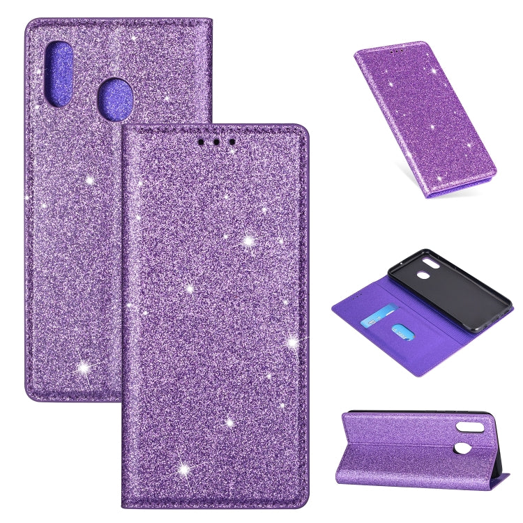 Ultrathin Glitter Magnetic Horizontal Flip Leather Case with Holder & Card Slots, For Samsung Galaxy A6+ / J8 (2018), For Samsung Galaxy A10e, For Samsung Galaxy A20 / A30, For Samsung Galaxy A20e
