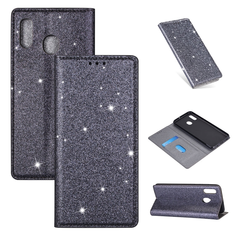 Ultrathin Glitter Magnetic Horizontal Flip Leather Case with Holder & Card Slots, For Samsung Galaxy A6+ / J8 (2018), For Samsung Galaxy A10e, For Samsung Galaxy A20 / A30, For Samsung Galaxy A20e