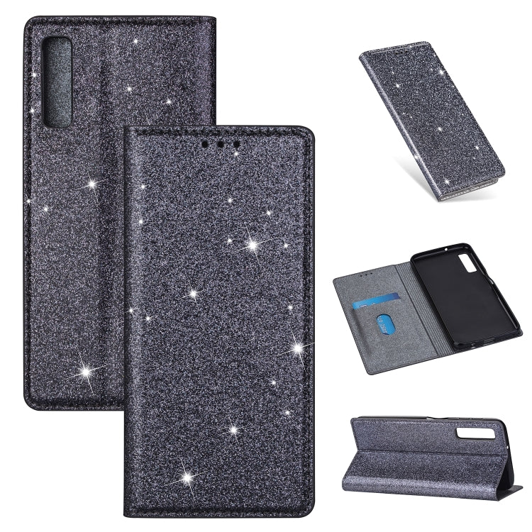 Ultrathin Glitter Magnetic Horizontal Flip Leather Case with Holder & Card Slots, For Samsung Galaxy A70, For Samsung Galaxy A7 (2018) / A750, For Samsung Galaxy J4 (2018), For Samsung Galaxy J4+