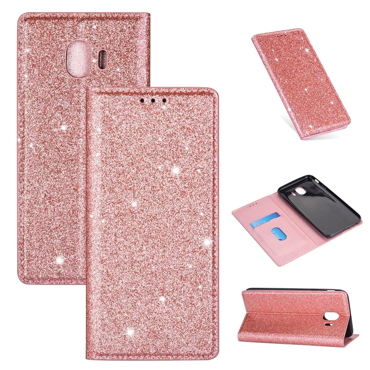 Ultrathin Glitter Magnetic Horizontal Flip Leather Case with Holder & Card Slots, For Samsung Galaxy A70, For Samsung Galaxy A7 (2018) / A750, For Samsung Galaxy J4 (2018), For Samsung Galaxy J4+