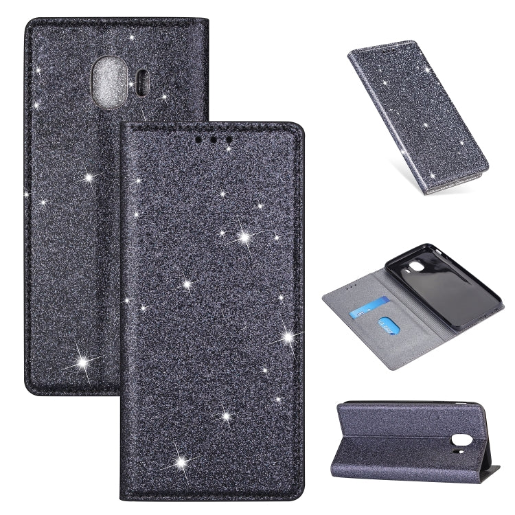 Ultrathin Glitter Magnetic Horizontal Flip Leather Case with Holder & Card Slots, For Samsung Galaxy A70, For Samsung Galaxy A7 (2018) / A750, For Samsung Galaxy J4 (2018), For Samsung Galaxy J4+
