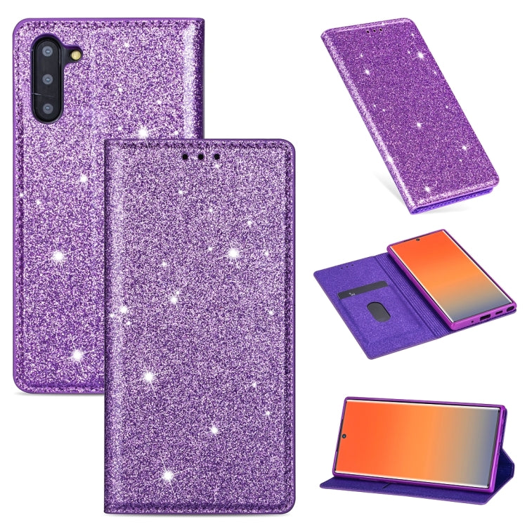 Ultrathin Glitter Magnetic Horizontal Flip Leather Case with Holder & Card Slots, For Samsung Galaxy Note 10, For Samsung Galaxy Note 10 Plus, For Samsung Galaxy S9, For Samsung Galaxy S10