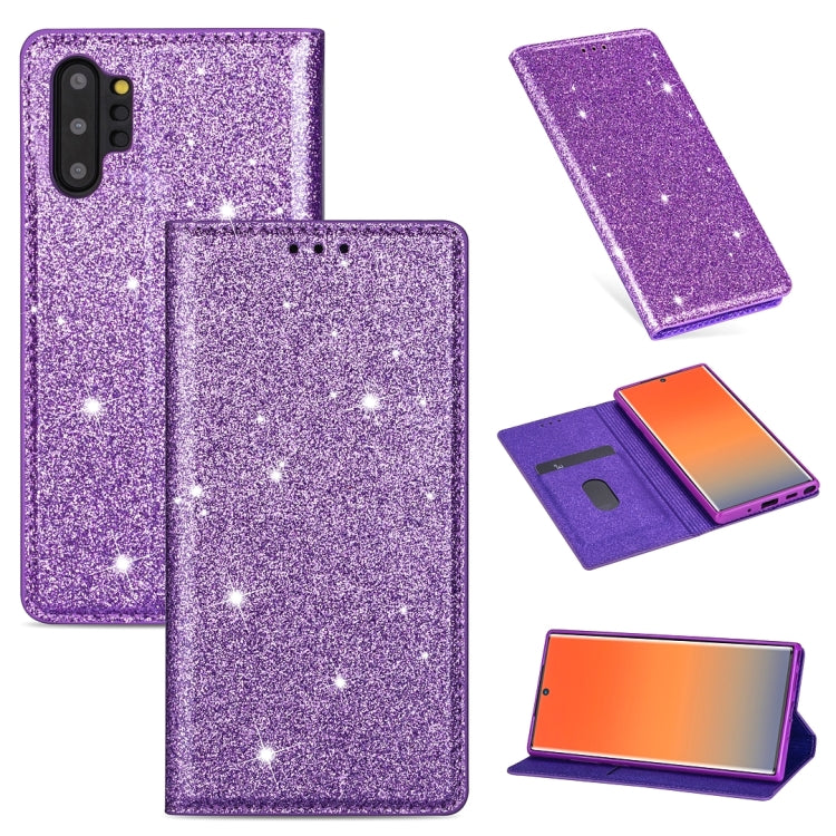 Ultrathin Glitter Magnetic Horizontal Flip Leather Case with Holder & Card Slots, For Samsung Galaxy Note 10, For Samsung Galaxy Note 10 Plus, For Samsung Galaxy S9, For Samsung Galaxy S10