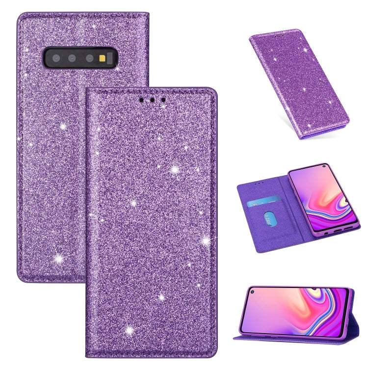 Ultrathin Glitter Magnetic Horizontal Flip Leather Case with Holder & Card Slots, For Samsung Galaxy S10e, For Samsung Galaxy S10+, For Samsung Galaxy A41, For Samsung Galaxy A81