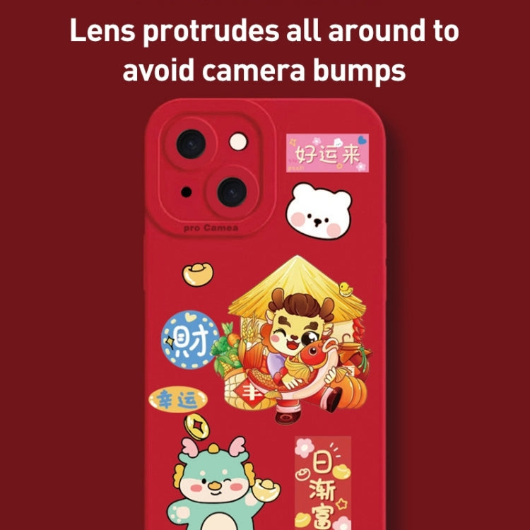 Cartoon Year of the Dragon Chinese Style Silicone Phone Case, For iPhone 15 Pro, For iPhone 15 Plus, For iPhone 14