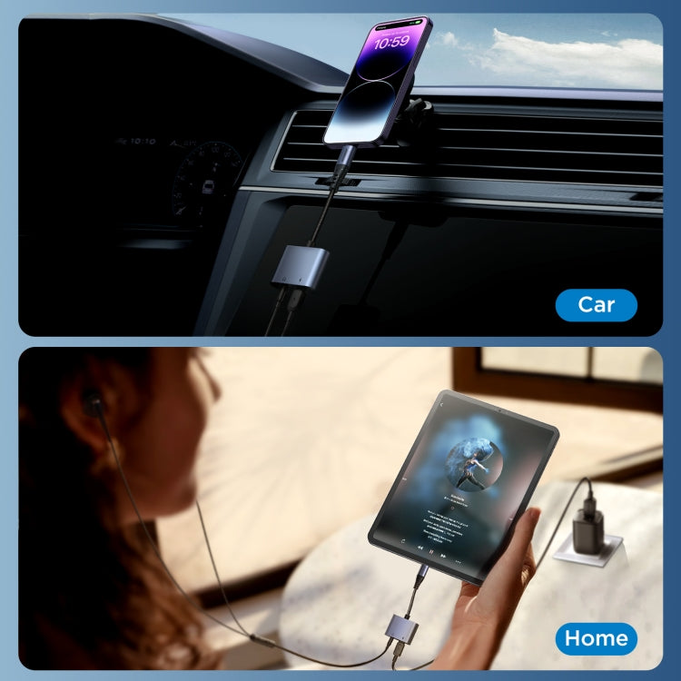 JOYROOM SY-L01 Transsion Series 2 in 1 8 Pin to 3.5mm+8 Pin Audio Adapter, SY-L01