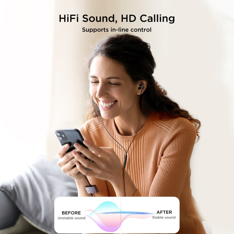 JOYROOM SY-L01 Transsion Series 2 in 1 8 Pin to 3.5mm+8 Pin Audio Adapter, SY-L01