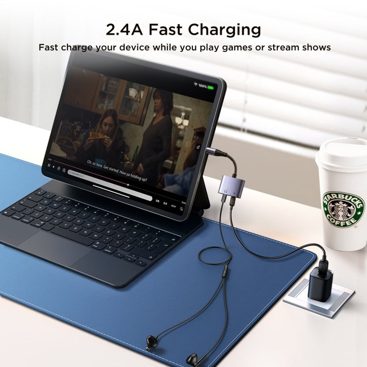 JOYROOM SY-L02 Transsion Series 2 in 1 8 Pin to Dual 8 Pin Audio Adapter, SY-L02