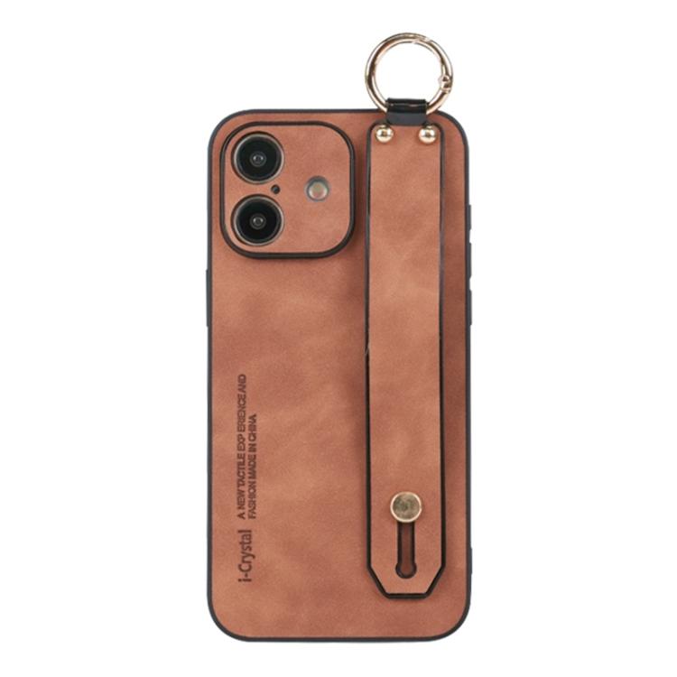 Lambskin Wristband Holder Phone Case, For iPhone 16 Pro Max, For iPhone 16 Pro, For iPhone 16 Plus, For iPhone 16