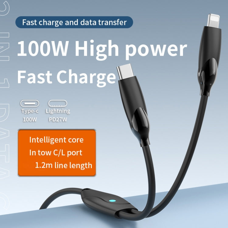 1.2m 100W USB-C / Type-C to USB-C / Type-C + 8 Pin Fast Charging Data Cable, 1.2m 100W