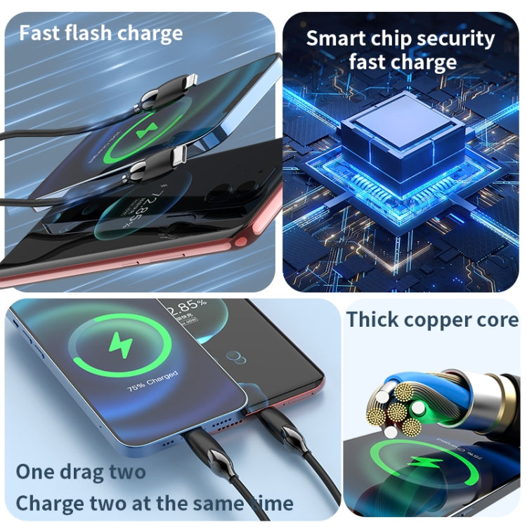 1.2m 100W USB-C / Type-C to USB-C / Type-C + 8 Pin Fast Charging Data Cable, 1.2m 100W