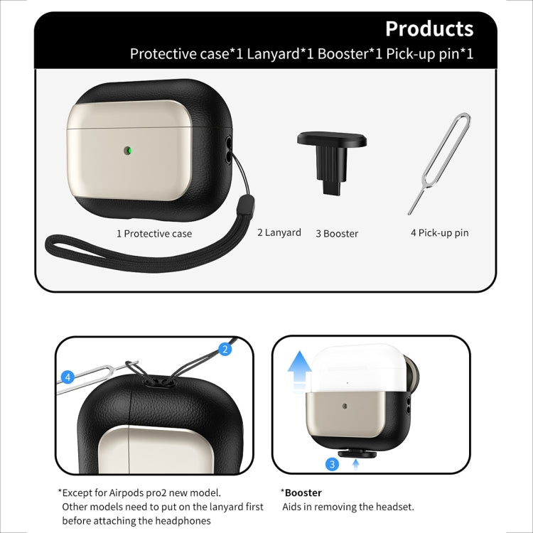 Electroplated Leather Texture Wireless Earphones Protective Case
