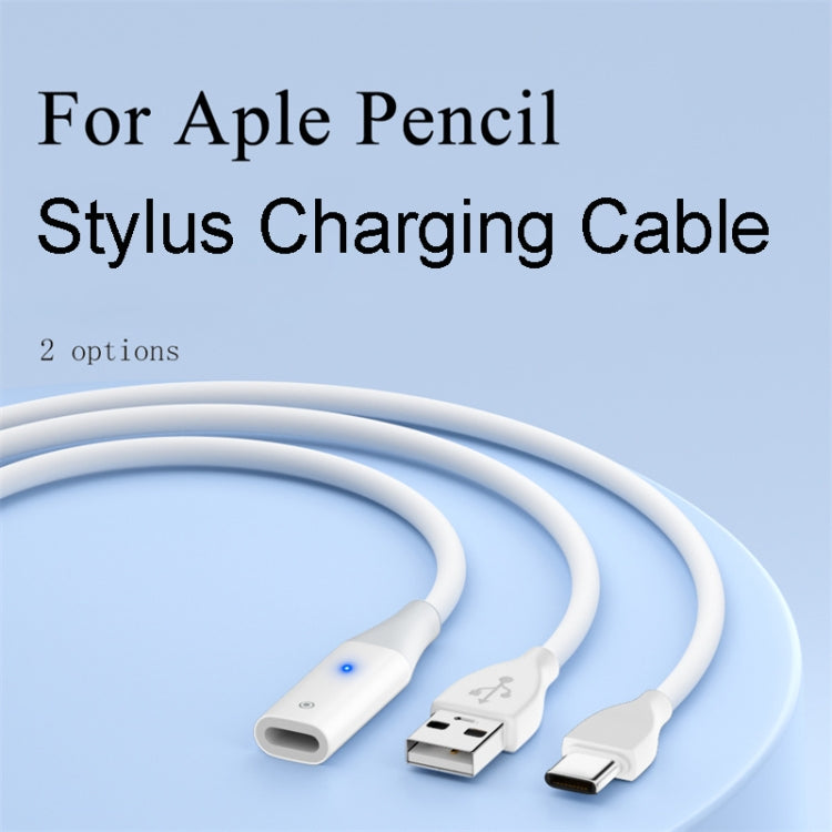 For Apple Pencil 1 USB to 8 Pin Stylus Charging Cable with Indicator Light, 0.5m, 1m